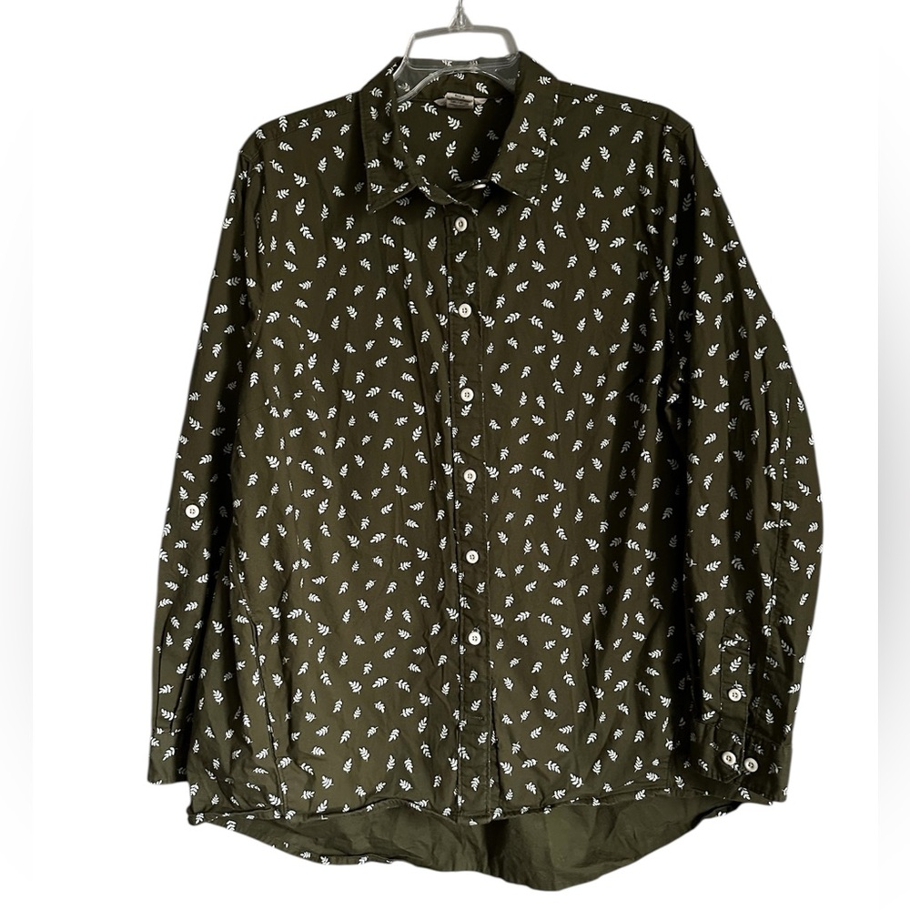 Duluth Trading Co. Forest Green Women’s Large Button Down Fern Top Sustainable
